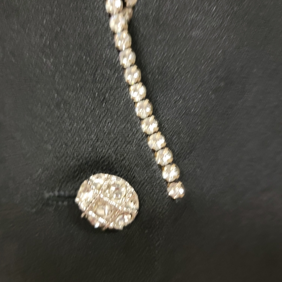 J. R. Nites vintage 80s Rhinestone Women's Blazer with Diamond Trim and Button - Picture 2 of 8